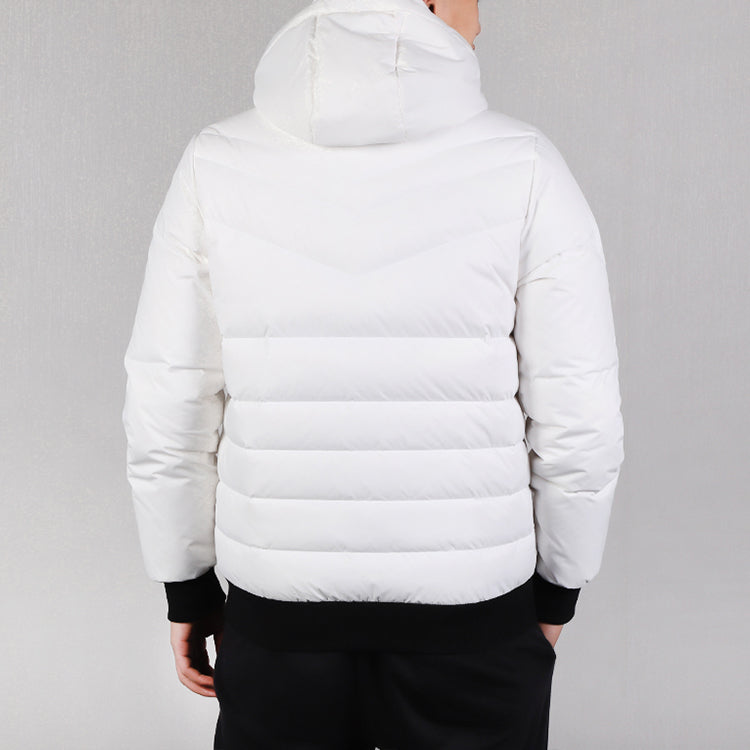 adidas neo MENS Sprty Puffer 3 Stripes Tat Hoodie Down Jacket White EI4433