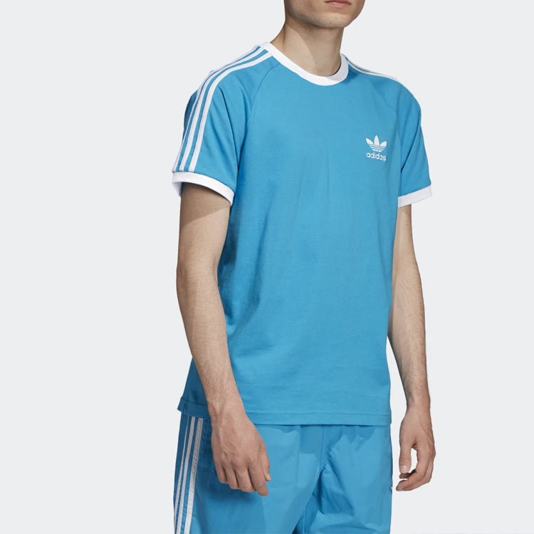 adidas originals 3-Stripes Tee Casual Round Neck Loose Logo Stripe Short Sleeve Blue DZ4587