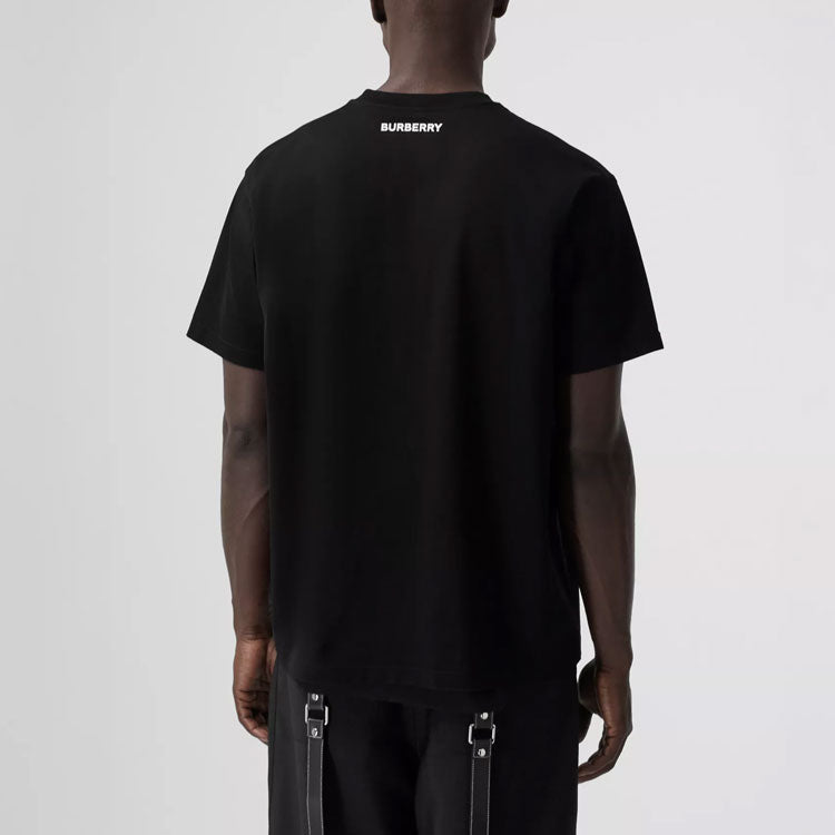 Men's Burberry SS21 Printing Cotton Loose Short Sleeve Black 80406831
