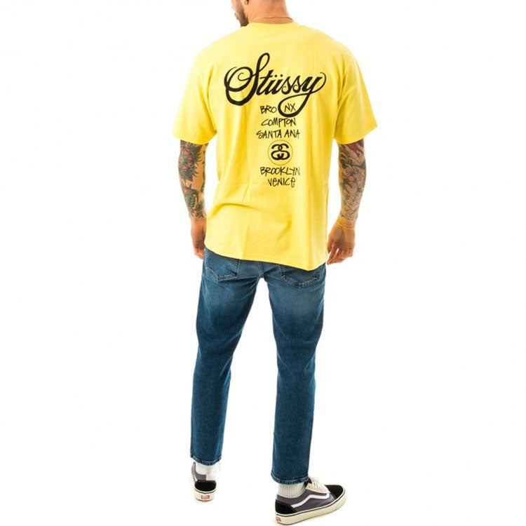 Stussy World Tour Tee Classic Short Sleeve Unisex Yellow 3903514-YELLOW