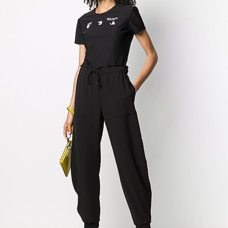 (WMNS) Off-White SS20 Exclusive logo Applique Close-fitting Short-sleeve Tee Black OWAA065S20JER0011001