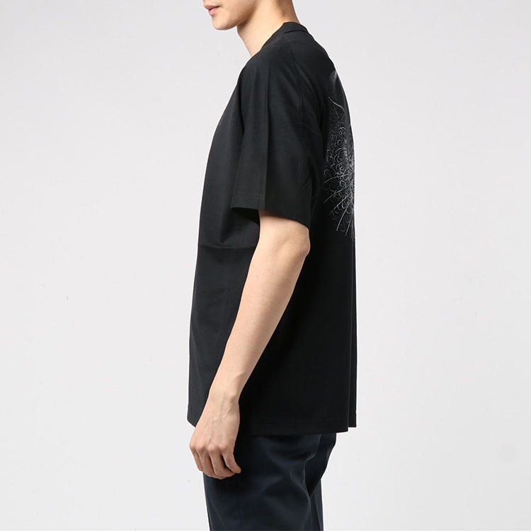 Men's Y-3 Lion Totem Printing Casual Short Sleeve Black T-Shirt FP8901