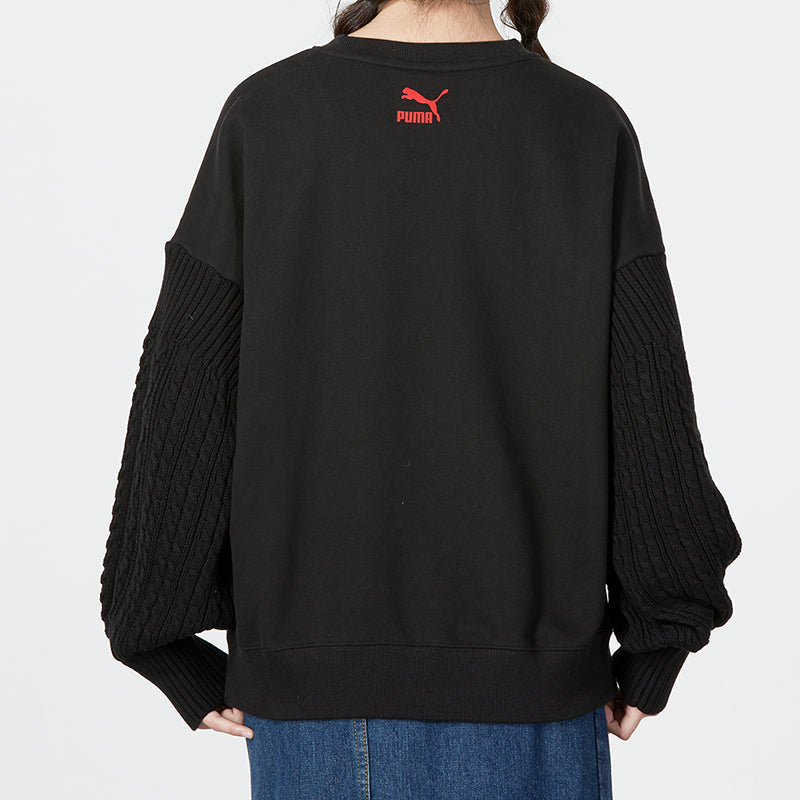 (WMNS) PUMA Crew Neck Sweatshirt 'Black' 537968-01