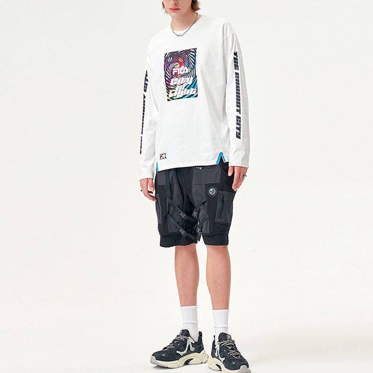 FILA FUSION Printing Sports Loose Long Sleeves Couple Style White T11U136201F-WT