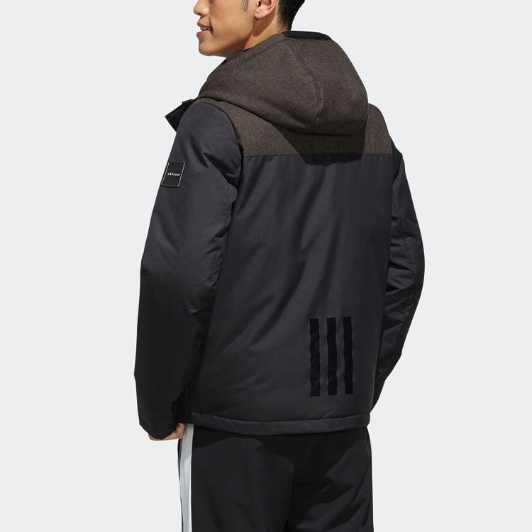 adidas neo Splicing Stay Warm Sports hooded down Jacket Black EI4440