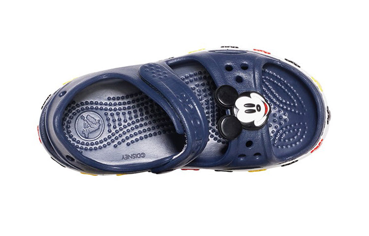 (PS) Crocs Funny Mickey Velcro Outdoor Open Toe Flat Heel Sports Deep Blue Sandals 206171-410