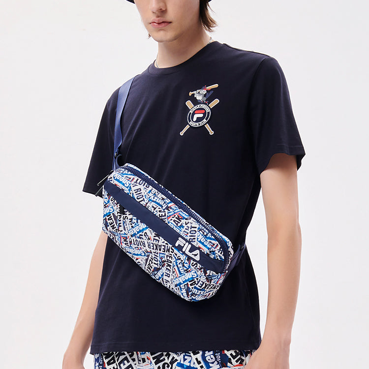 Men's FILA FUSION x staple Crossover Cartoon Printing Sports Round Neck Short Sleeve Legendary Blue T-Shirt T11M134104F-NV