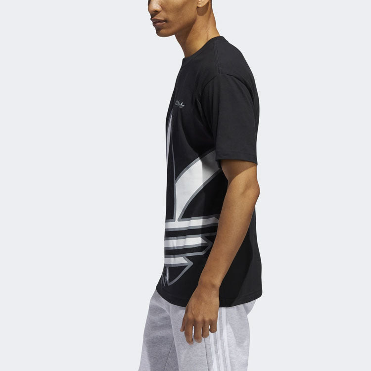 adidas originals Large Logo Printing Sports Round Neck Short Sleeve Black GH9489