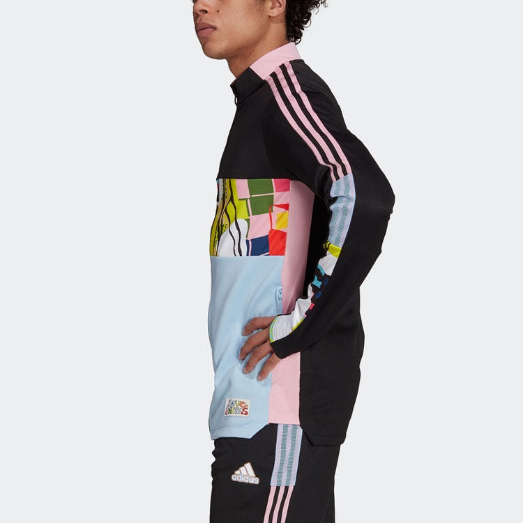 adidas Colorblock Soccer/Football Sports Jacket Black H50879