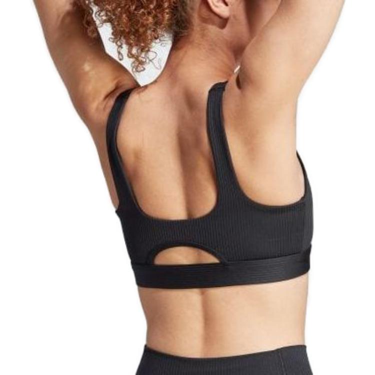 (WMNS) adidas Training Light-Support Ribbed Bra 'Black' HZ9024