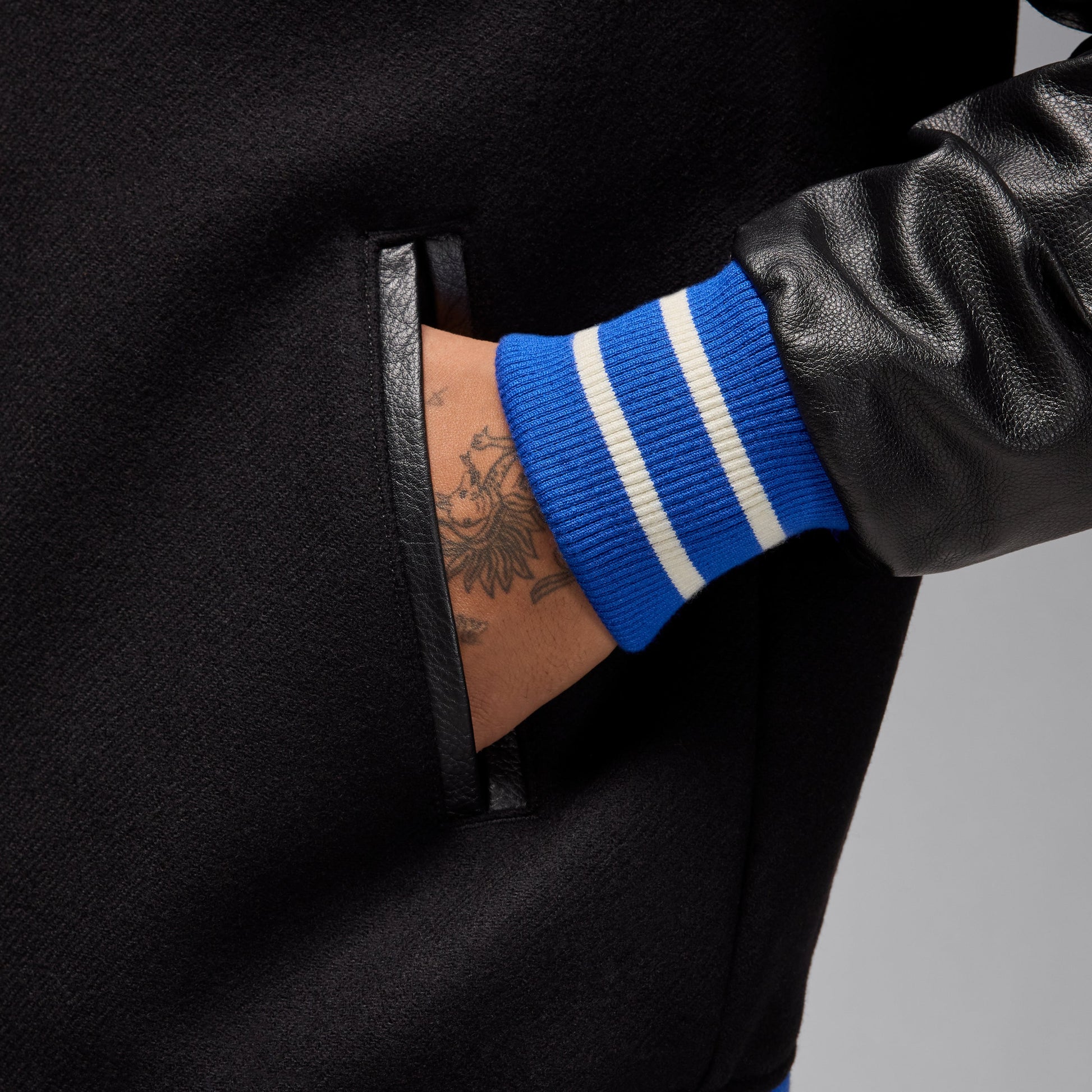 Air Jordan x Awake NY Varsity Jacket 'Black Game Royal' FQ5439-010