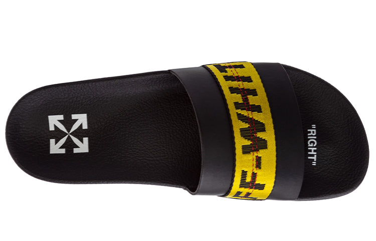 Off-White Industrial Tape Slides Slippers Black/Yellow OMIC001S21MAT0031018
