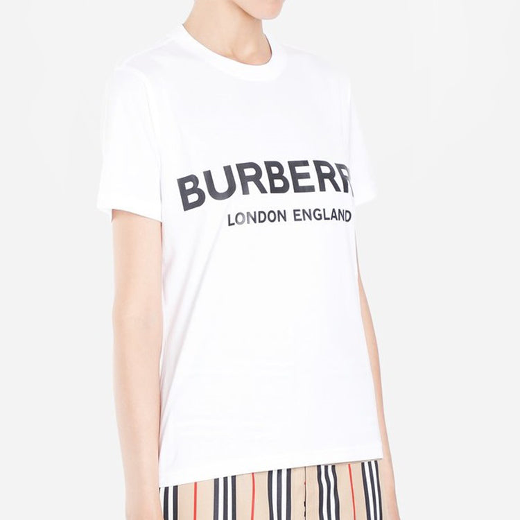 Burberry Letter Logo Round Collar Female White 80088941