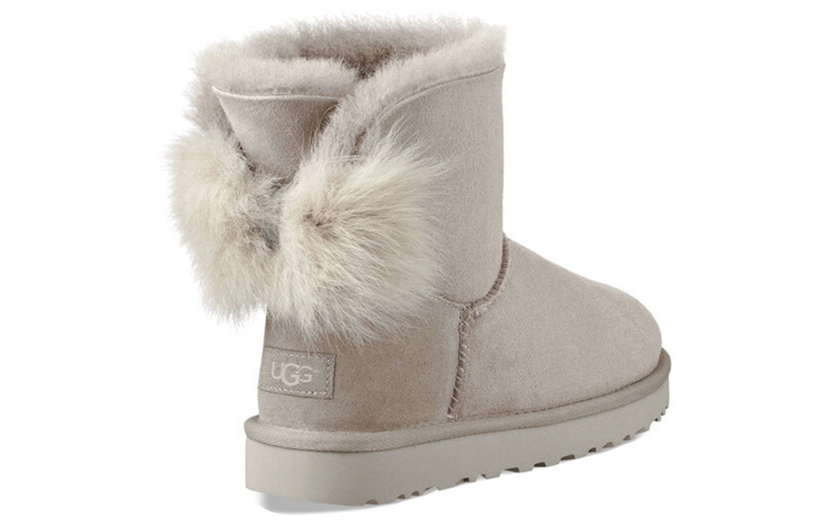 (WMNS) UGG Fluff Bow Mini Fleece Lined light grey 1094967-WILL