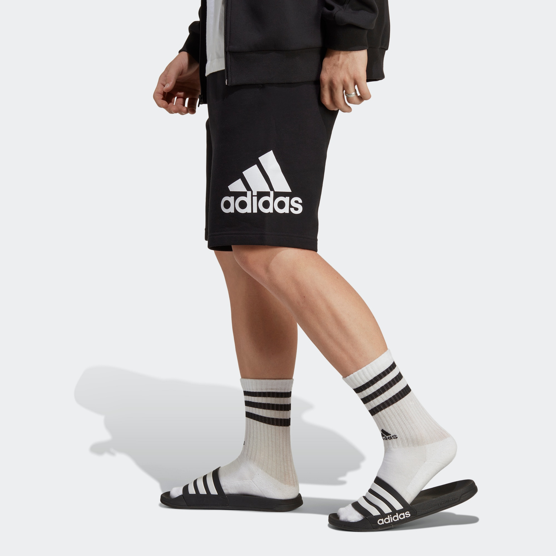 adidas Essentials Big Logo French Terry Shorts 'Black' IC9401