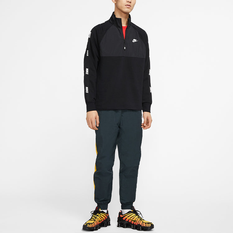Nike Sportswear Hybrid Fleece Lined Large Logo Zipper Cardigan Splicing Pullover Black CJ4419-010