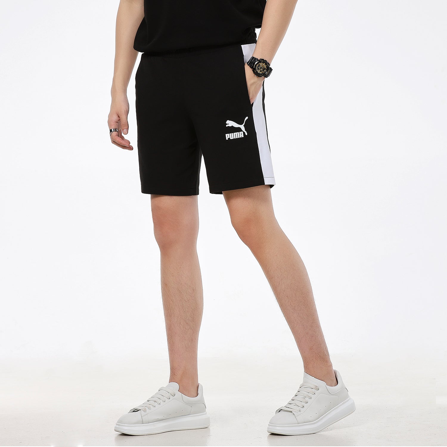 PUMA Casual Sports Breathable Lacing Shorts Black 531358-01