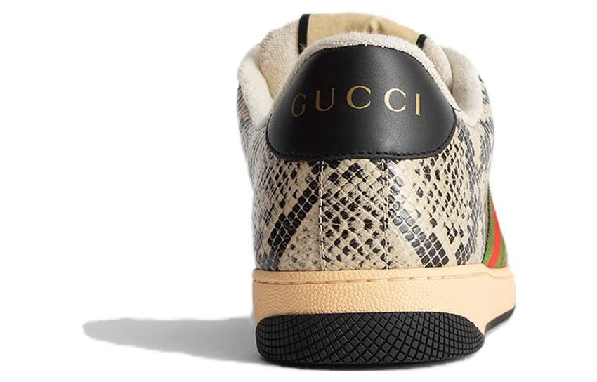 Gucci Screener Python-embossed Leather Sneakers 'Beige Black Brown' 698605-19YC0-9781