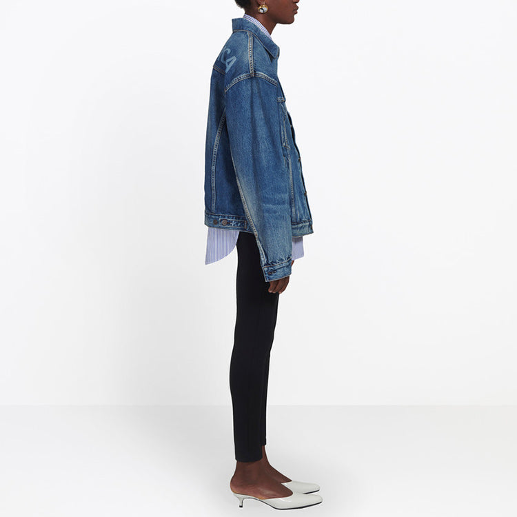 (WMNS) Balenciaga Logo Denim Jacket 'Blue' 557388TBP464773