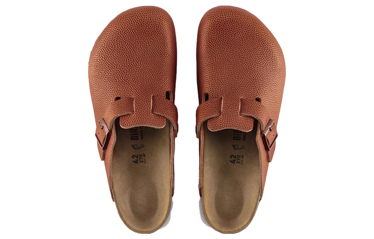 Birkenstock Boston Horween Embossed Natural Horween Leather 'Ginger Brown' 1022371