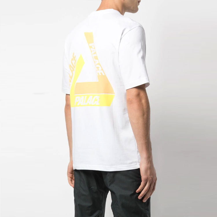 PALACE Tri-Shadow Christmas Limited Yellow Colorblock Triangle Logo Round Neck Short Sleeve White T-Shirt P15TS242