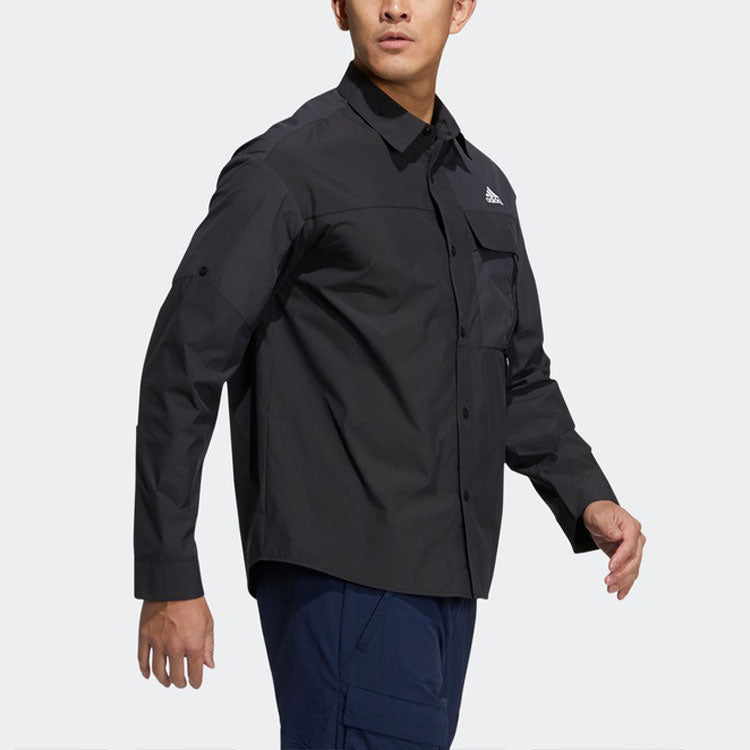 adidas Casual Sports Solid Color Breathable Long Sleeves Shirt Black H13776