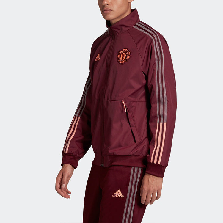adidas Mufc Anthem Jkt 20-21 Season Manchester United Soccer/Football Jacket Purple Red FR3865