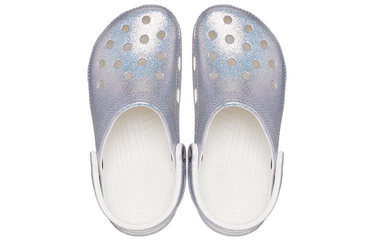 Crocs Classic Casual Unisex Metallic Silver Pink Sandals 207551-90H