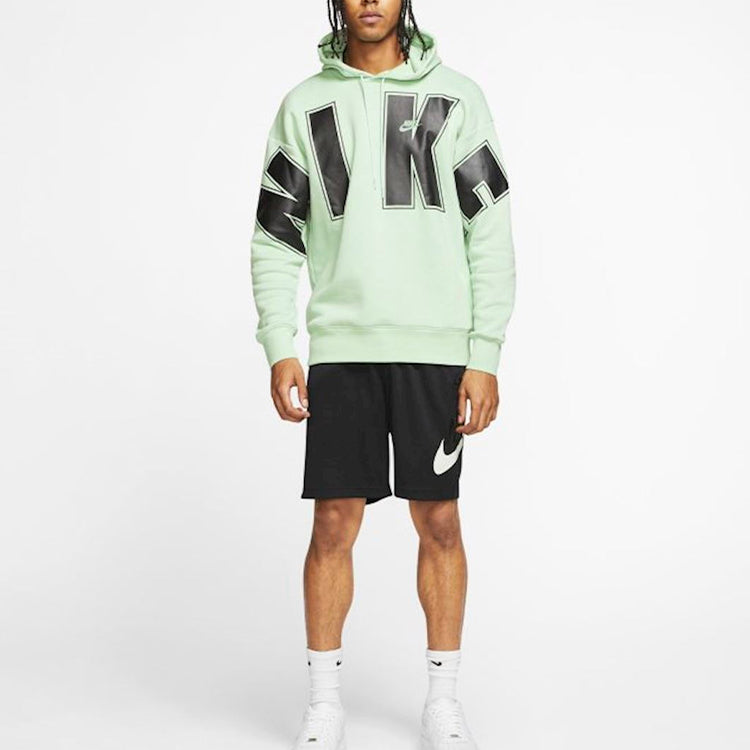 Nike Sportswear Fleece Pullover Large logo Printing Casual Sports Green CQ0242-321