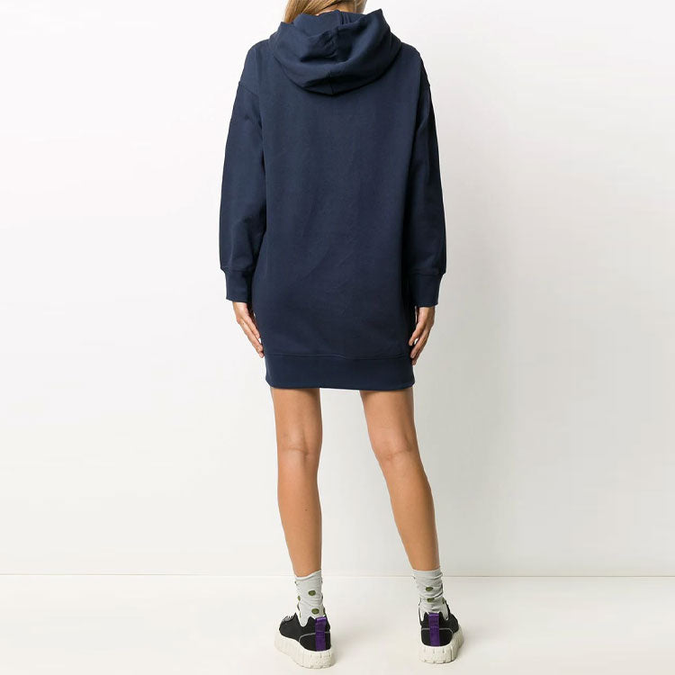 (WMNS) KENZO FW20 Logo Embroidered Fleece Lined hooded Long Sleeves Hoodie Navy Blue FA62RO7724MO-76
