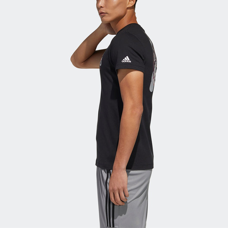 adidas 5 Generals Jh Back Printing Round Neck Basketball Sports Short Sleeve Black GK5211