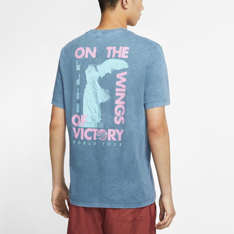 Nike Sportswear World Tour Casual Sports Round Neck Pullover Short Sleeve Gray Green Graygreen CW0407-058