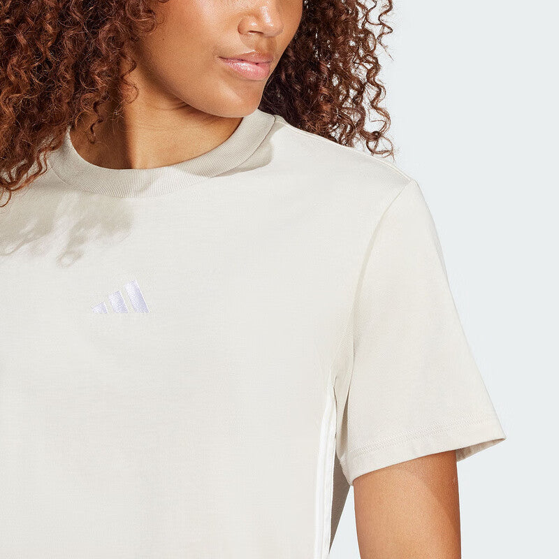 (WMNS) adidas Essentials 3-Stripes Cotton T-Shirt Asia Sizing 'Beige White' JE1237