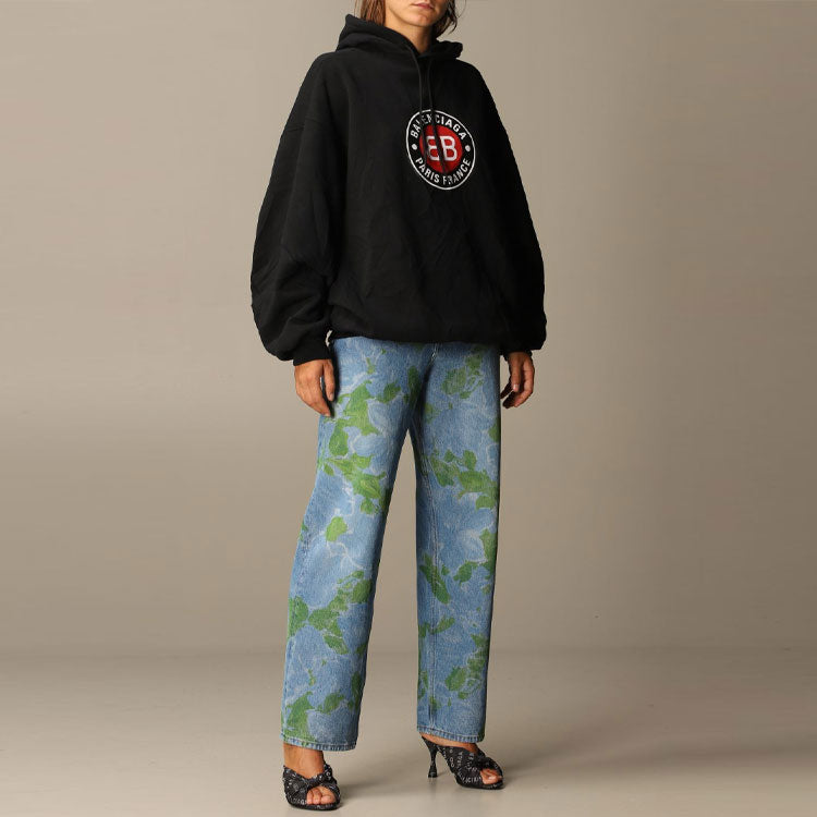 (WMNS) Balenciaga BB Logo Printing Hooded Black 641529TJV771000