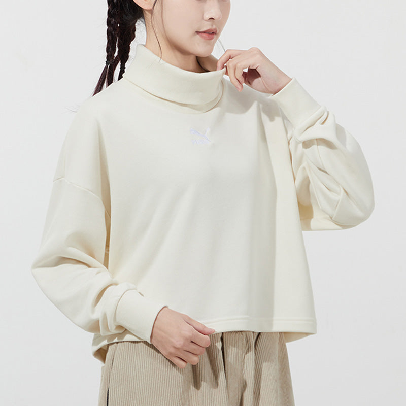 (WMNS) PUMA Classics Logo Embroidery Swea White 534145-73