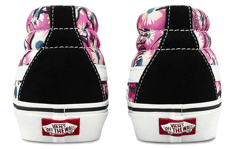 Vans Sk8-Mid Retro High Top Casual Skate Shoes Unisex Flowers Graffiti 'Black Pink White' VN0A3WM31IY
