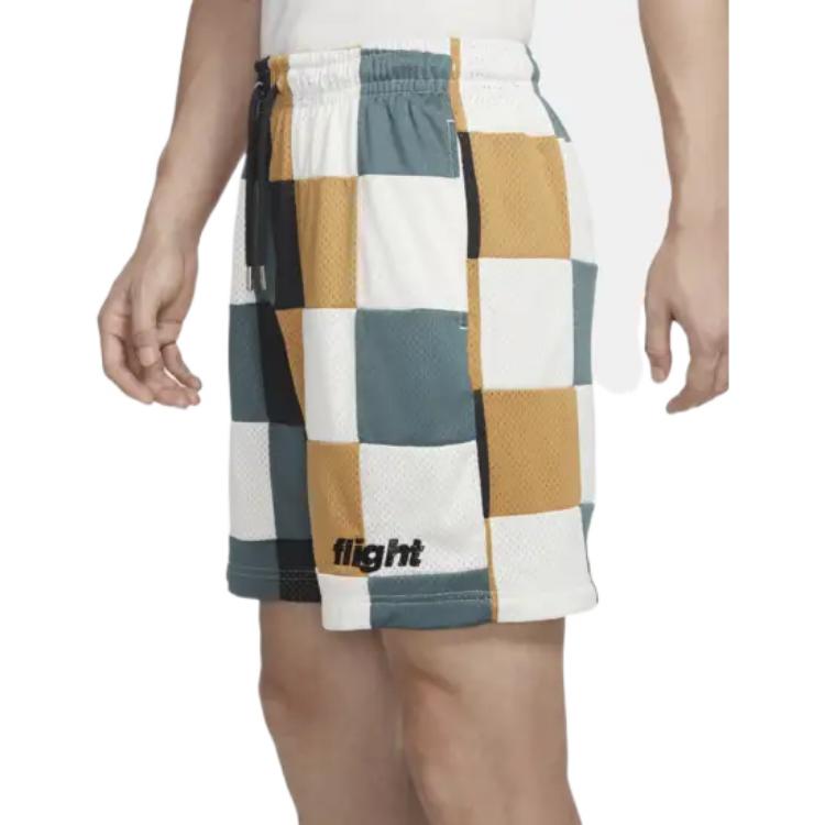 Men's Air Jordan Plaid Splicing Logo Printing Straight Shorts DQ8348-384
