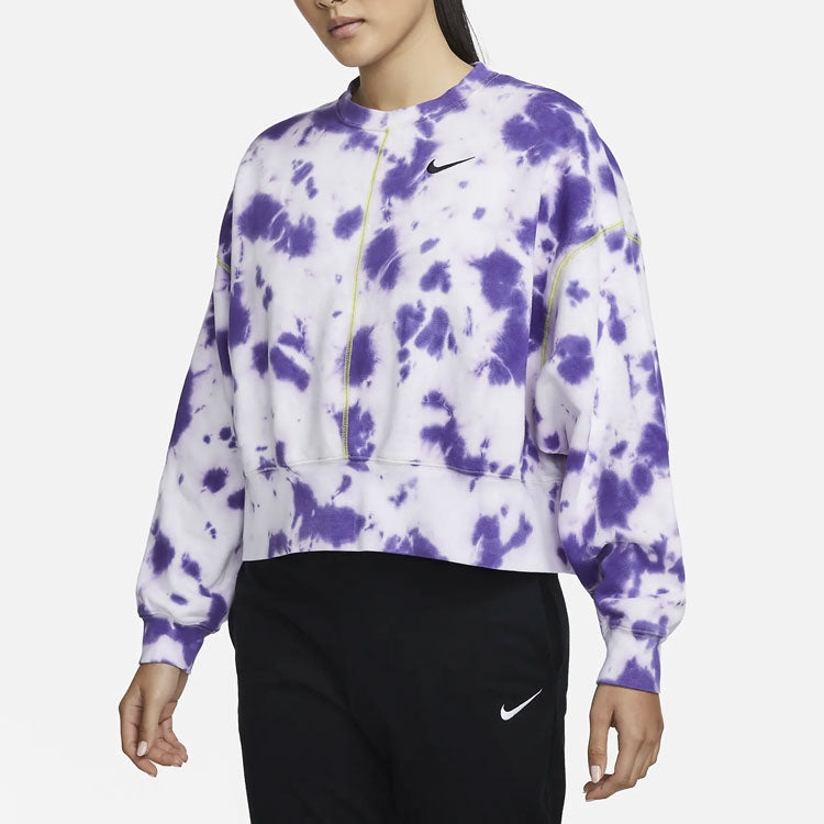 (WMNS) Nike Knit Tie Dye Round Neck Sports Hoodie Purple DM6358-579