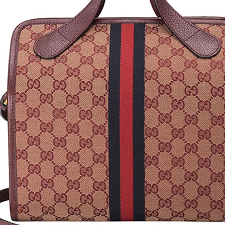 (WMNS) Gucci Logo Stripe Webbing Canvas Large Capacity travel handbag Unisex / Red Classic 565224-9Y9MT-9864