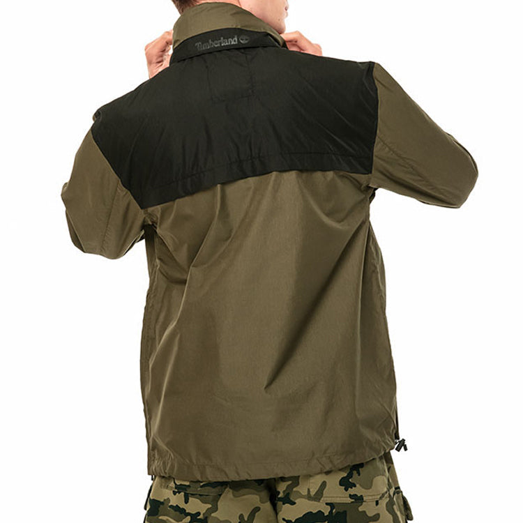 Men's Timberland Contrasting Colors Pocket hooded Pullover Jacket Green A29RBZ28