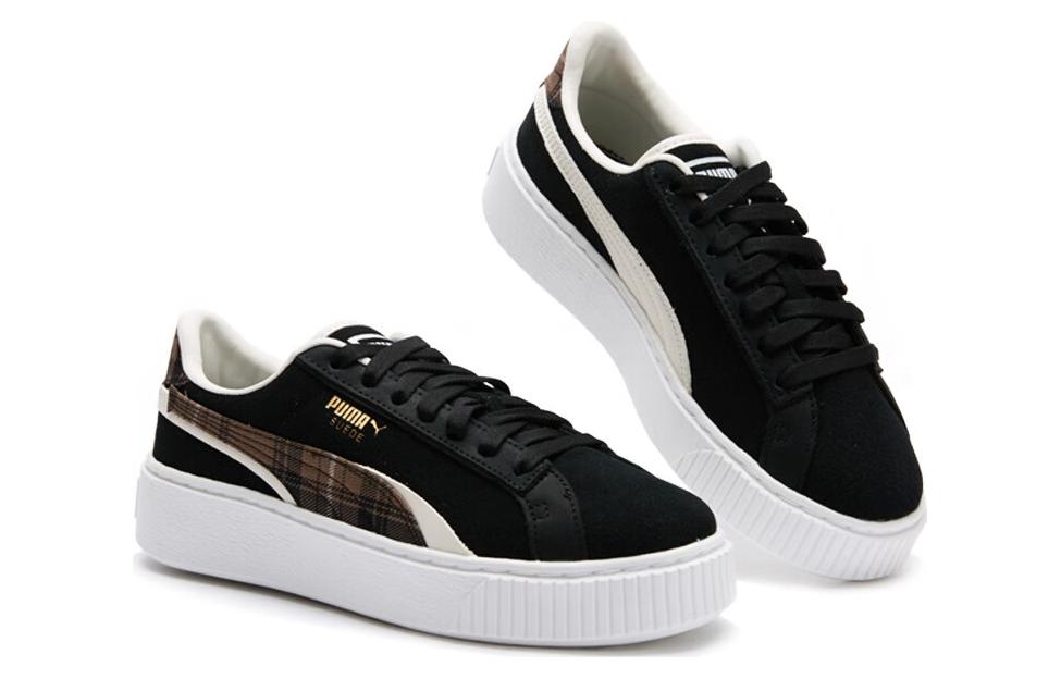 (WMNS) PUMA Suede Plat Form Plaid 'Black' 395228-01
