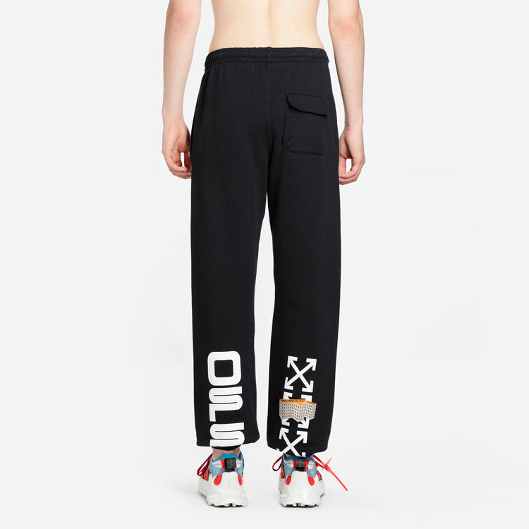 Off-White SS20 Wavy Logo Track Pants For Men Black OMCH020R20E300041001