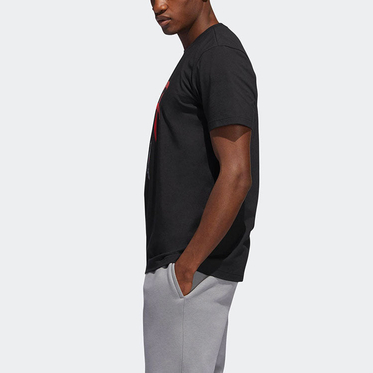 adidas Basketball Sports Round Neck Pullover Printing Short Sleeve Black DU6437