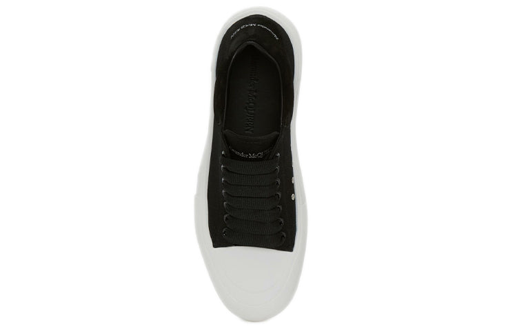 (WMNS) Alexander McQueen Deck Skate Plimsoll Lace Up 'Black White' 654593W4MV71070