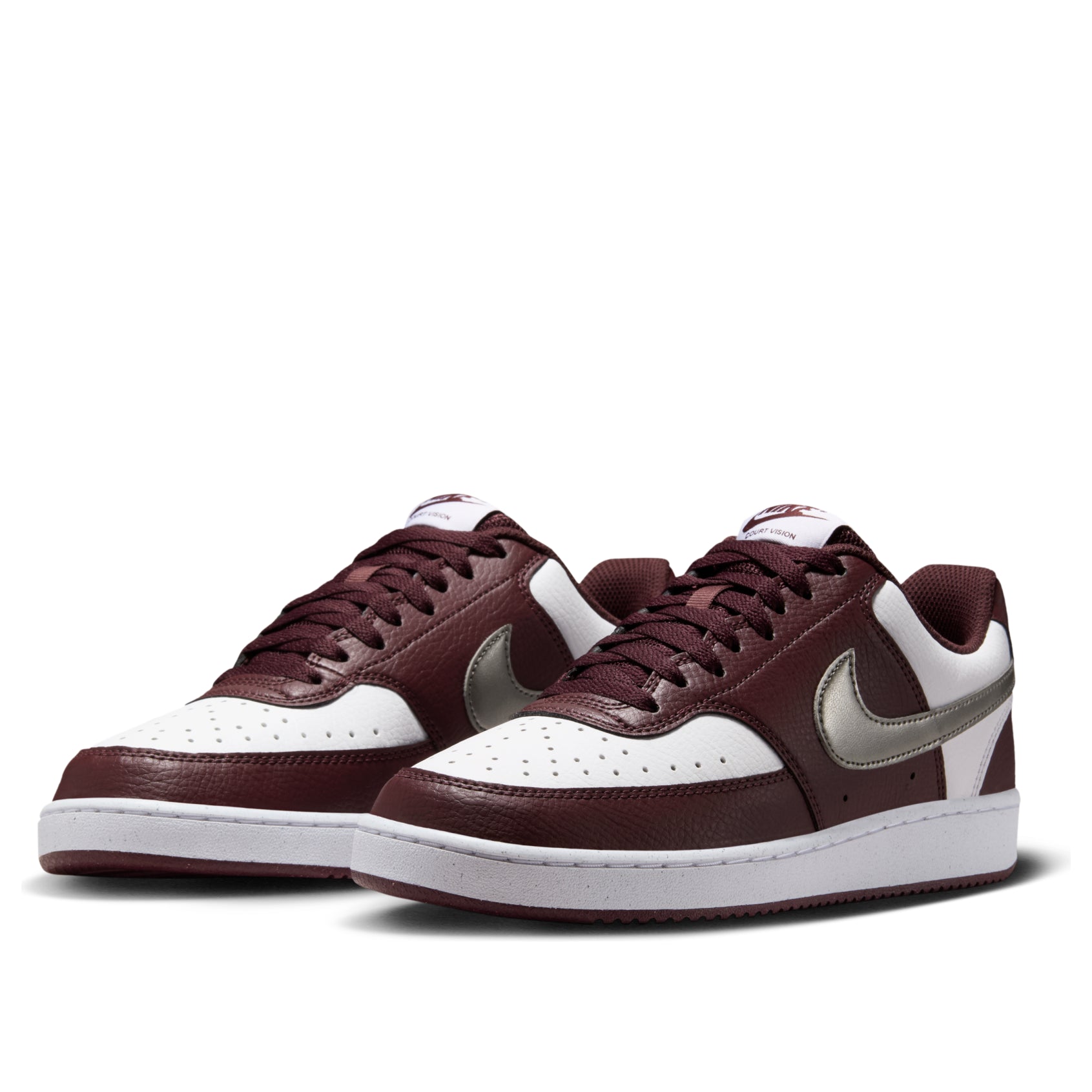(WMNS) Nike Court Vision Low 'White Metallic Pewter Burgundy'  IM7647-100