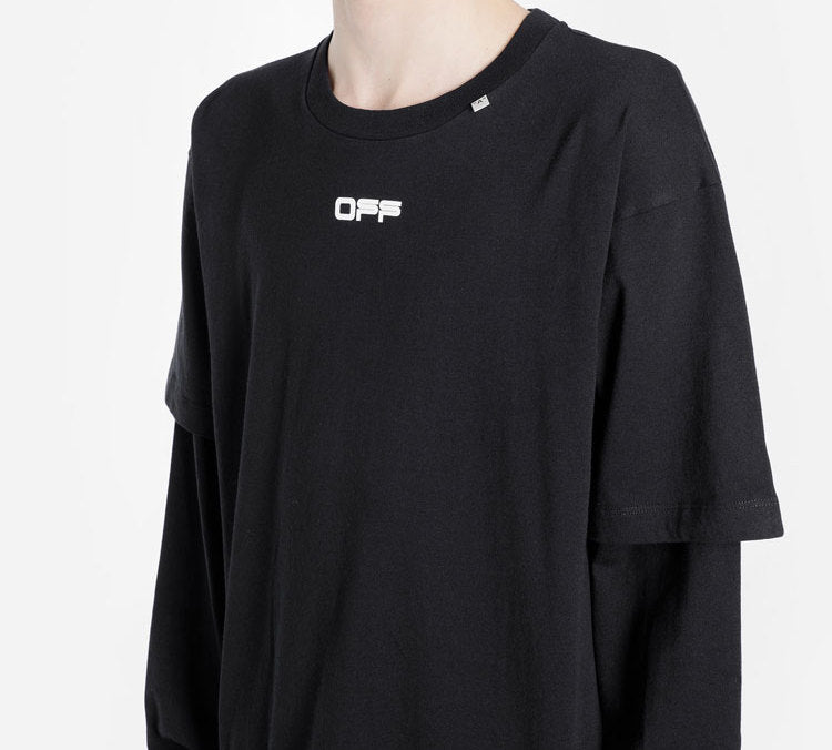 Off-White Long Sleeve Wavy Line Logo Double Sleeve OMAB022R201850041001