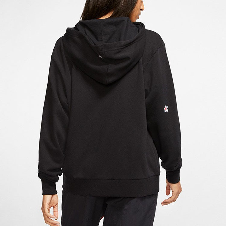 (WMNS) Nike Flc Emb Fruit Small Embroidered hooded Long Sleeves Pullover 'Black' CJ2167-010