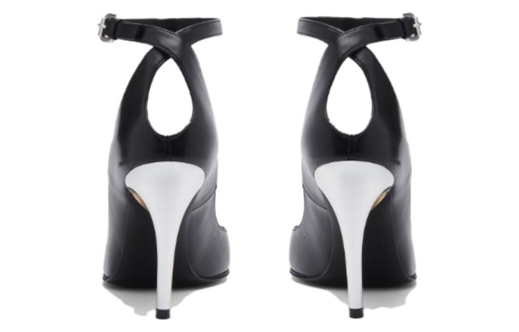 (WMNS) Alexander McQueen Armadillo 95 Leather Ankle Strap Pumps 'Black' 780679WIEX21399