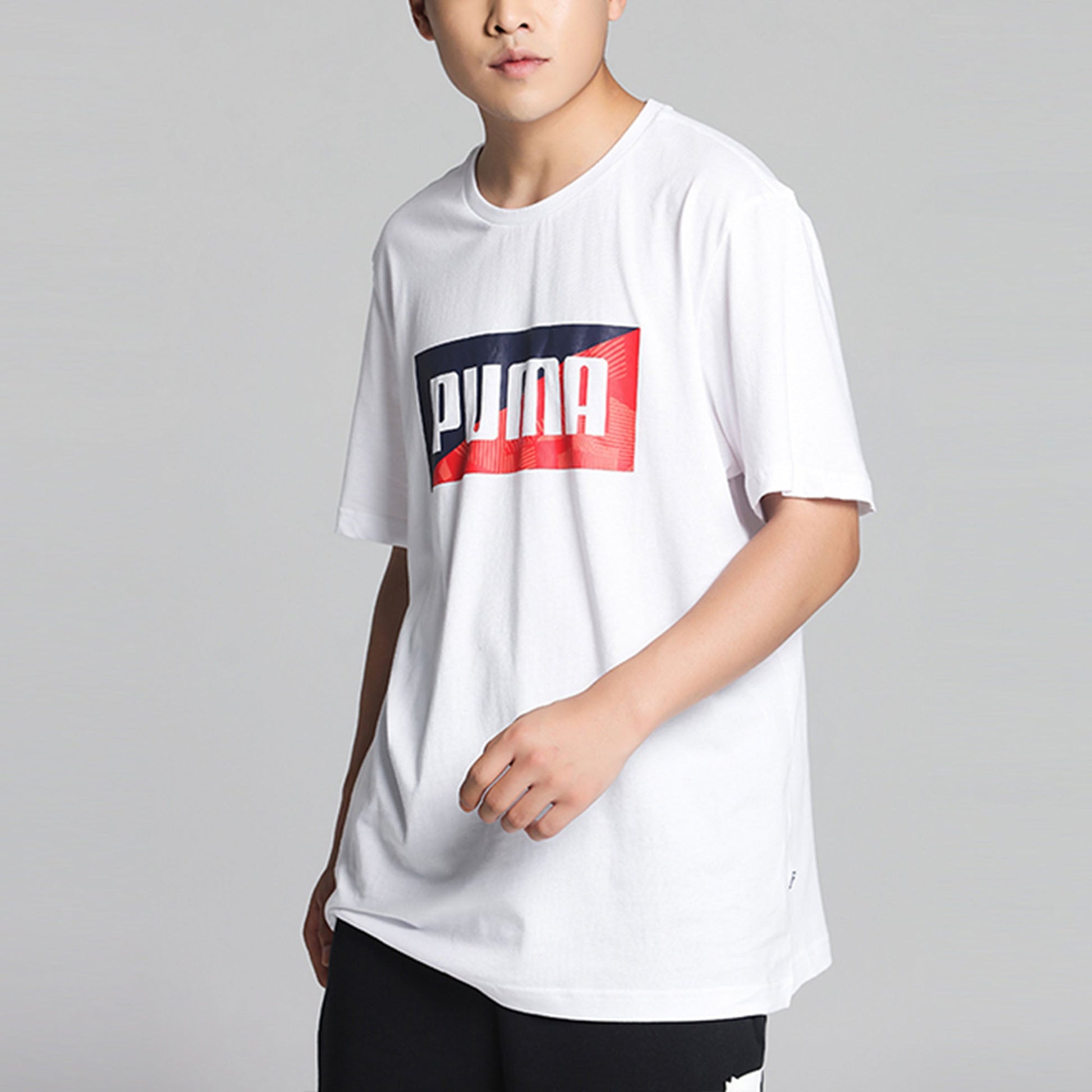 PUMA Flock Graphic T-shirt 'White Blue Red' 586044-52