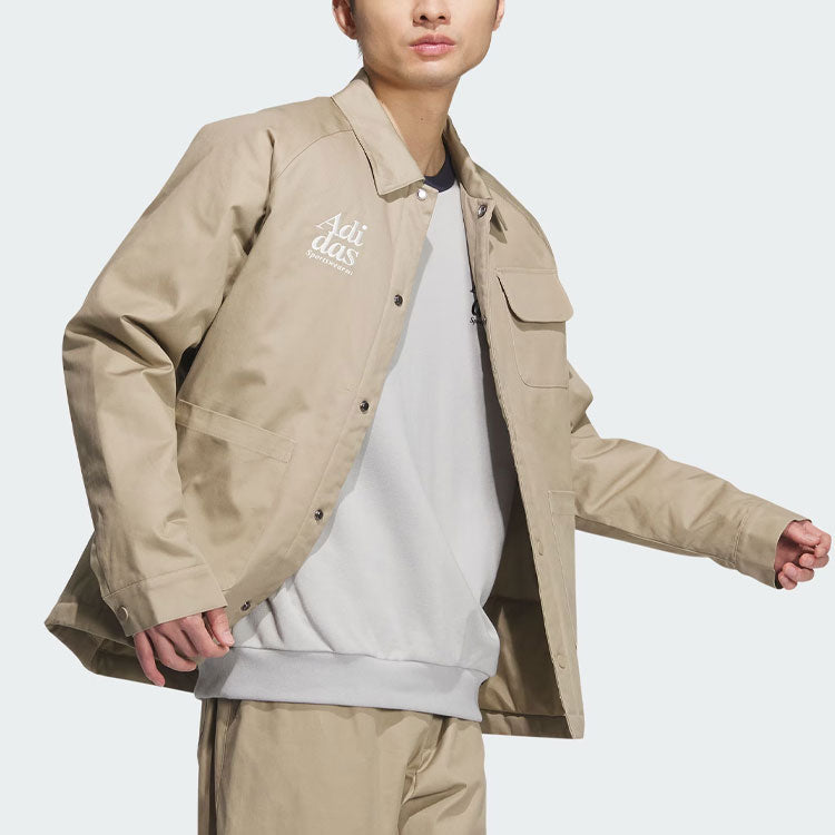 adidas Small Logo Padded Jacket Asia Sizing 'Tan' JE6104